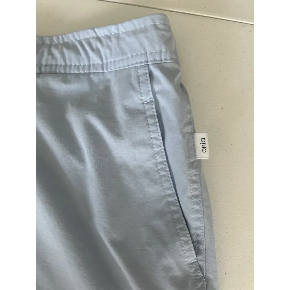 Onia Calder 6E‎ Mens Swimsuit Blue Nylon L Large Swim Trunks Shorts Flat Front